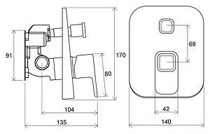 Смеситель для ванны скрытого монтажа Ravak 10° TD 065.00 хром X070070, 2