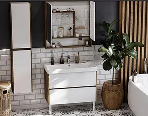 Шкаф-зеркало Aquaton Сканди 90 белый/дуб рустикальный 1A252302SDZ90, 4