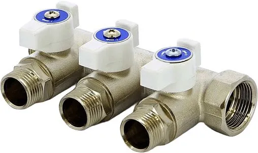 Коллектор запорный проходной 3 отвода ¾&quot;в/н x ½&quot;к Uni-fitt 420N3230