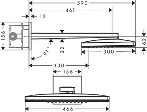 Лейка верхнего душа с настенным креплением Hansgrohe Rainmaker Select 460 2jet белое стекло/хром 24005400 Лейка верхнего душа с настенным креплением Hansgrohe Rainmaker Select 460 2jet белое стекло/хром 24005400, 2