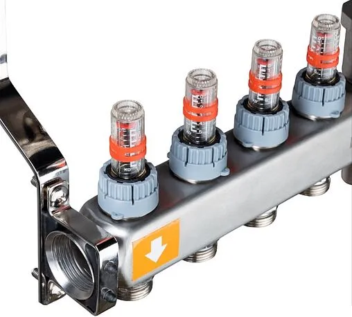 Группа коллекторная с расходомерами 10 отводов 1&quot;в/в x ¾&quot;ек Valtec VTc.579.EMNX.0610