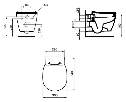 Унитаз подвесной безободковый Ideal Standard Connect AquaBlade белый E047901