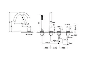 Смеситель на борт ванны на 4 отверстия Aquatek Европа чёрный матовый AQ1348MB Смеситель на борт ванны на 4 отверстия Aquatek Европа чёрный матовый AQ1348MB, 2