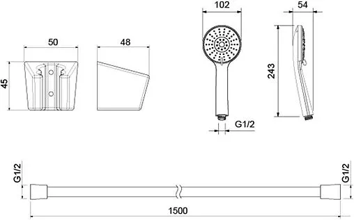 Душевой набор Aquatek Бетта чёрный матовый AQ2032MB