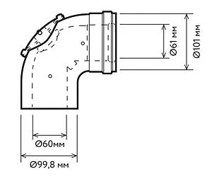 Колено для дымохода Ø 60/100мм ∠ 90° с ревизией Arderia 2601210, 2