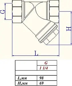 Фильтр угловой сетчатый 1¼"в x 1¼"в Valtec VT.192.N.07 Фильтр угловой сетчатый 1¼"в x 1¼"в Valtec VT.192.N.07, 2