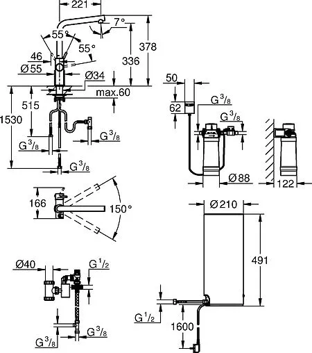 Смеситель для кухни с фильтром и встроенным нагревом воды Grohe Red II Duo суперсталь 30325DC1 Смеситель для кухни с фильтром и встроенным нагревом воды Grohe Red II Duo суперсталь 30325DC1