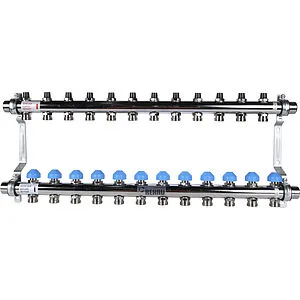 Группа коллекторная без расходомеров 12 отводов 1&quot;н/н x ¾&quot;ек Rehau HKV 12181211001, 2