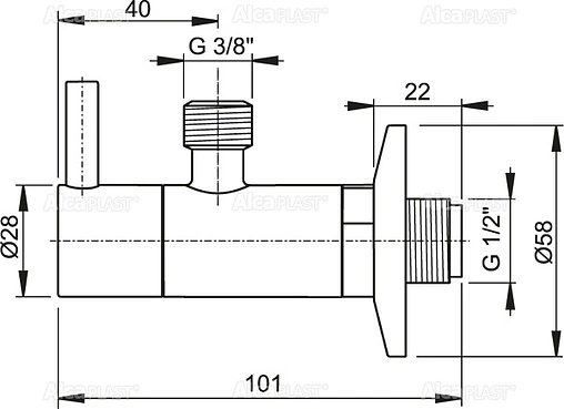 Кран шаровый угловой с фильтром ½&quot;н x ⅜&quot;н хром AlcaPlast ARV001