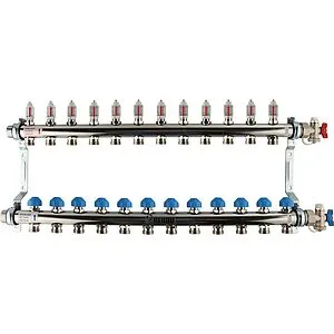 Группа коллекторная с расходомерами 12 отводов 1&quot;н/н x ¾&quot;ек Rehau HKV-D 12081211002, 1