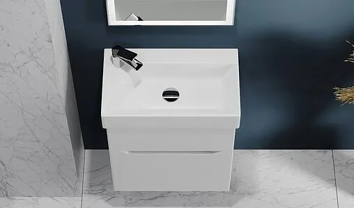 Тумба-умывальник подвесная Raval Brik 55 белый Brk.01.55/P/W/RL+17055-KL