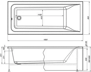 Ванна акриловая Toni Arti Modena 180х80 TA-M18080 Ванна акриловая Toni Arti Modena 180х80 TA-M18080, 2