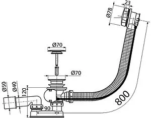 Слив-перелив для ванны Koller Pool хром B70CPMA-80 Слив-перелив для ванны Koller Pool хром B70CPMA-80, 2