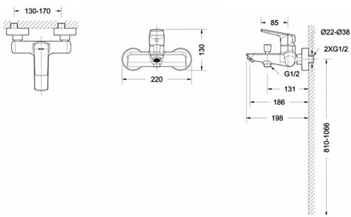 Смеситель для ванны Bravat Real хром F6121179CP-01