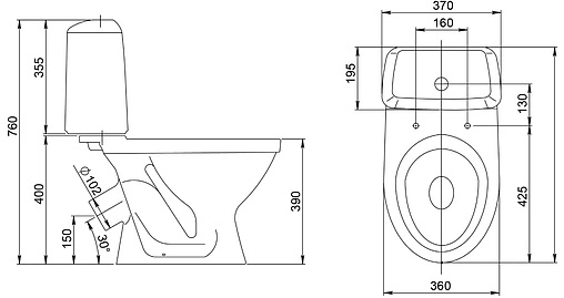 Унитаз-компакт Santeri Соната крап на белом 1.P201.2.S01.00B.F