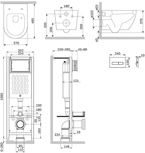 Комплект 6 в 1 Am.Pm Like Aquaspin IS110338.801900 с кнопкой черный матовый