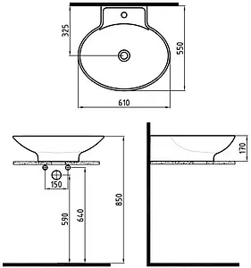 Раковина Bien Harmony 61 белый HRLG06101FD1W3000 Раковина Bien Harmony 61 белый HRLG06101FD1W3000, 2