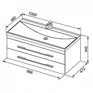 Тумба-умывальник подвесная Aquanet Нота 100 венге 00171498+00204096 Тумба-умывальник подвесная Aquanet Нота 100 венге 00171498+00204096, 2