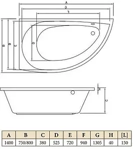 Ванна акриловая C-bath Aqua 140x75 L CBA00301L Ванна акриловая C-bath Aqua 140x75 L CBA00301L, 3