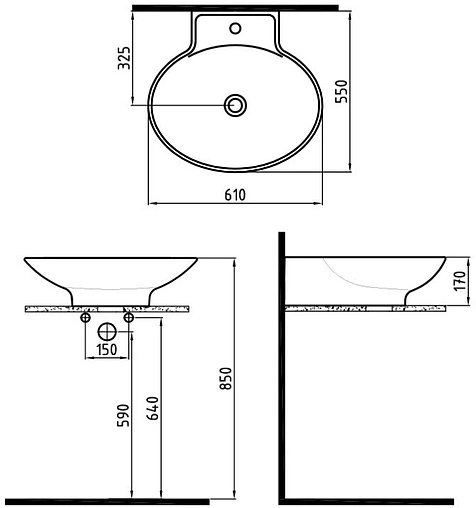 Раковина Bien Harmony 61 белый HRLG06101FD1W3000