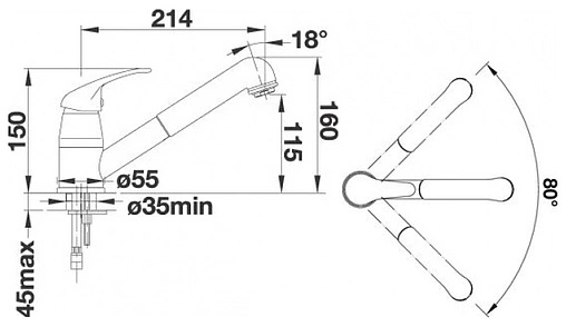 Смеситель для кухни с выдвижным изливом Blanco Daras - S белый 524193
