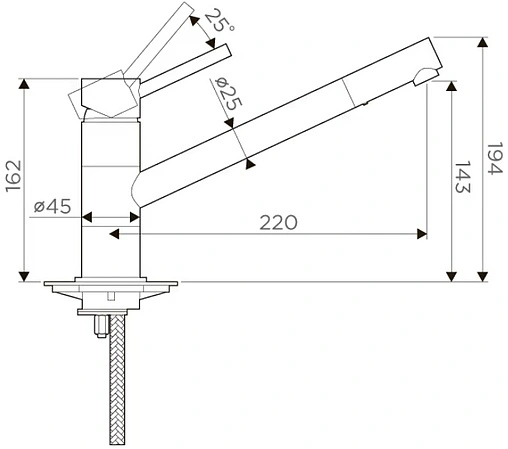 Смеситель для кухни Omoikiri Aogashima-BN нержавеющая сталь 4994246