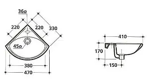 Раковина Kerasan Cento 47 белый 354101*1 Раковина Kerasan Cento 47 белый 354101*1, 2