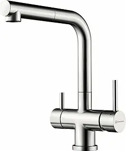 Смеситель для кухни с подключением к фильтру и выдвижным изливом Omoikiri Takamatsu-S-BN нержавеющая сталь 4994346 Смеситель для кухни с подключением к фильтру и выдвижным изливом Omoikiri Takamatsu-S-BN нержавеющая сталь 4994346, 1