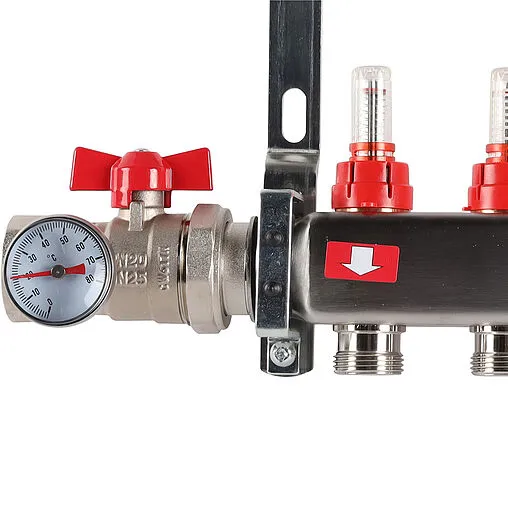 Группа коллекторная с расходомерами 6 отводов 1&quot;в/в x ¾&quot;ек Rommer RMS-1210-000006