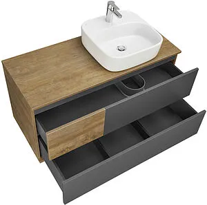 Тумба-умывальник подвесная Aquaton Терра 105 дуб кантри/антрацит 1A2469K3TEKA0, 3