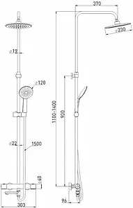 Душевая система с термостатом для ванны Gross Aqua Space Thermofix хром GA9014SMTD05 Душевая система с термостатом для ванны Gross Aqua Space Thermofix хром GA9014SMTD05, 2