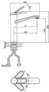 Смеситель для раковины D&K Venice Rialto хром DA1062641, 2