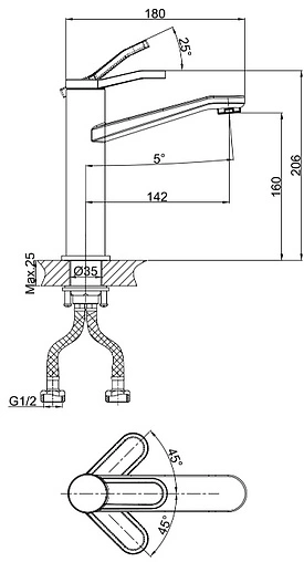 Смеситель для раковины D&amp;K Venice Rialto хром DA1062641