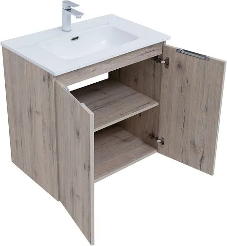 Тумба-умывальник подвесная Aquanet Алвита New 70 дуб веллингтон 00303906+00284027