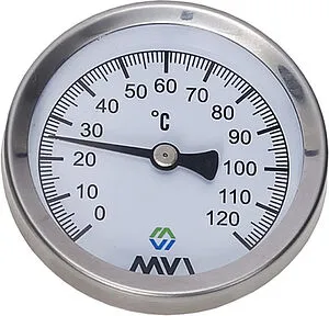 Термометр биметаллический MVI 63мм 120°С гильза 50мм ½" AT.63120.04 Термометр биметаллический MVI 63мм 120°С гильза 50мм ½" AT.63120.04, 1