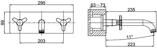 Смеситель для раковины из стены D&amp;K Hessen Goethe хром DA1384441