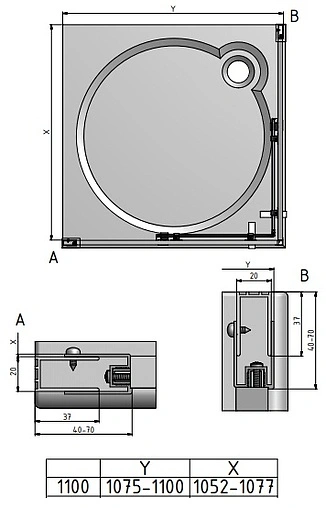 Душевое ограждение 1100x1100мм прозрачное стекло Roltechnik Exclusive Line ECS2L+ECS2P/1100*1100 560-110000L-00-02+560-110000P-00-02