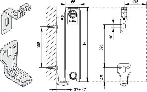 Радиатор стальной панельный Elsen ERV тип 21 500 x 1000 мм ERV210510
