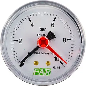 Манометр аксиальный Far 63мм 10 бар ¼&quot; FA 2500 10, 1