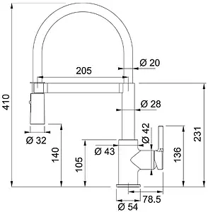 Смеситель для кухни с гибким изливом Franke Lina Semi-pro хром/чёрный 115.0626.085 Смеситель для кухни с гибким изливом Franke Lina Semi-pro хром/чёрный 115.0626.085, 2
