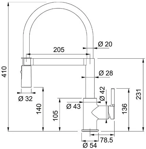 Смеситель для кухни с гибким изливом Franke Lina Semi-pro хром/белый 115.0626.088