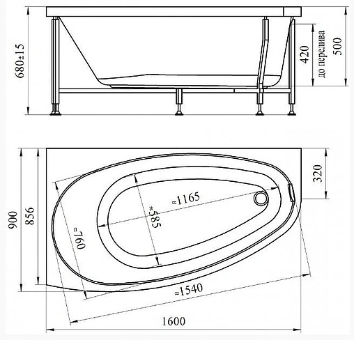 Ванна акриловая Radomir Орсини 160х90 R 1-01-0-2-1-032