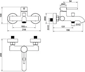 Смеситель для ванны Aquatek Европа хром AQ1340CR Смеситель для ванны Aquatek Европа хром AQ1340CR, 2