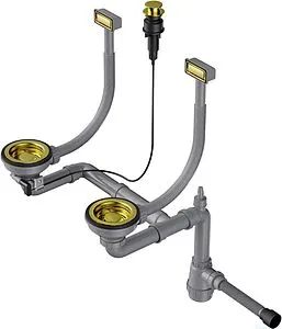 Сифон бутылочный для двойной мойки с переливом Omoikiri WK-2-A-LG 4956495 Сифон бутылочный для двойной мойки с переливом Omoikiri WK-2-A-LG 4956495, 1