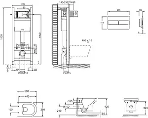 Комплект 5 в 1 Jacob Delafon Elite E21755RU-00 с кнопкой E4316-00 белый глянцевый, 2