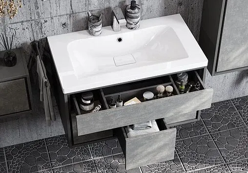 Тумба под умывальник подвесная Aquaton Уэльс 80 графит 1A267901WA6A0