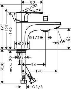 Смеситель на борт ванны на 1 отверстие Hansgrohe Rebris S Monotrou хром 72436000 Смеситель на борт ванны на 1 отверстие Hansgrohe Rebris S Monotrou хром 72436000, 2