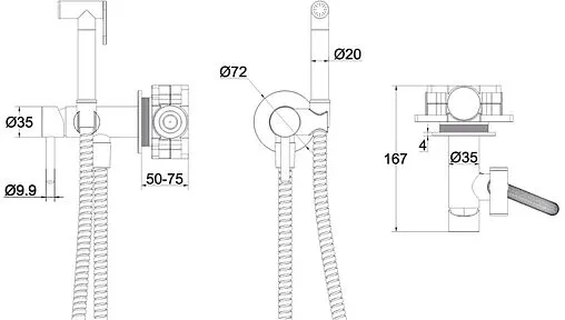 Гигиенический душ со смесителем WHITECROSS Y black чёрный матовый SYSYBI2BL