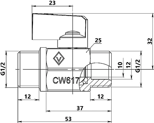 Кран шаровый мини ½"н x ½"н Bugatti Kansas 08100013