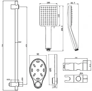 Душевая стойка Swedbe Hermes чёрный матовый 5113B, 2